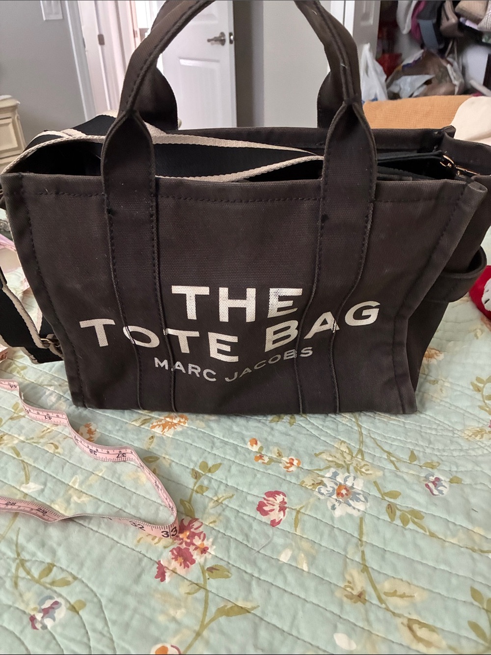 Marc Jacobs Black Canvas Tote with White Logo
